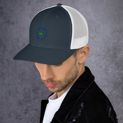 Casquette Trucker "Auxerre c'est le Brésil" + Drapeau Brésil, broderie