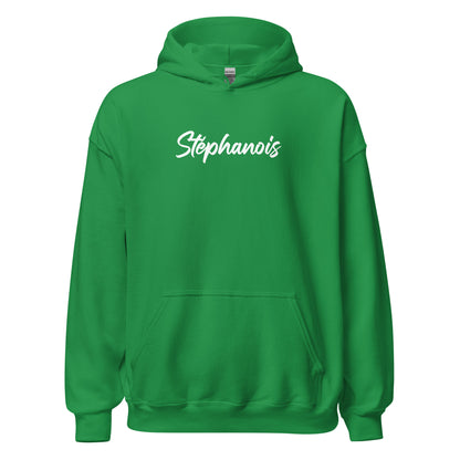 Sweat à capuche "Stéphanois" imprimé blanc, supporter Saint-Etienne