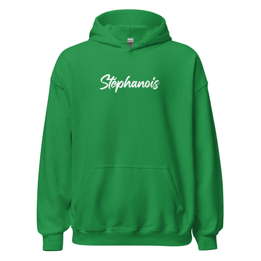 Sweat à capuche "Stéphanois" imprimé blanc, supporter Saint-Etienne